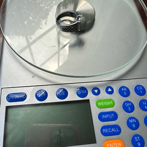 Vintage 925 Stamped Sterling Silver & Jade Jadeite Cabochon Ring Size 8 - Picture 12 of 13